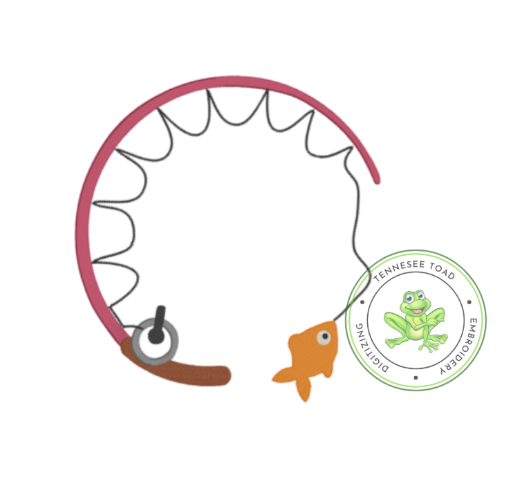 Fishing Rod Monogram Frame- fill stitch