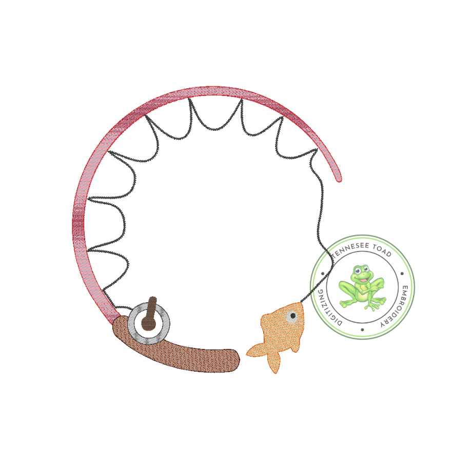 Fishing Rod Monogram Frame- sketch stitch
